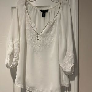 White House Black Market sheer white long sleeve tunic